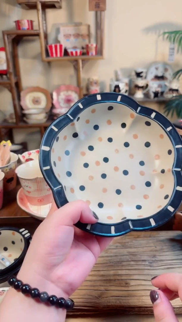 陶瓷点点盘子【十里高温釉下彩陶瓷】