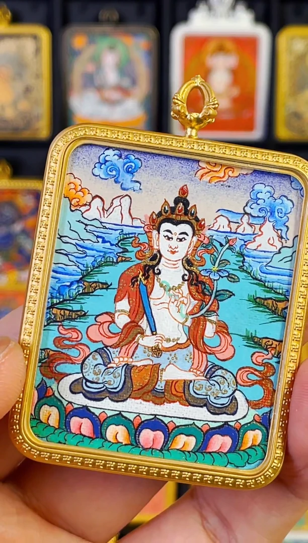 吊坠热贡纯手绘唐卡虚空