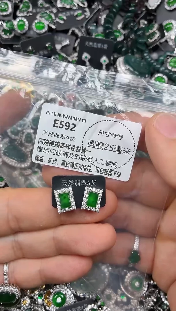 颈饰未镶嵌翡翠E592耳钉