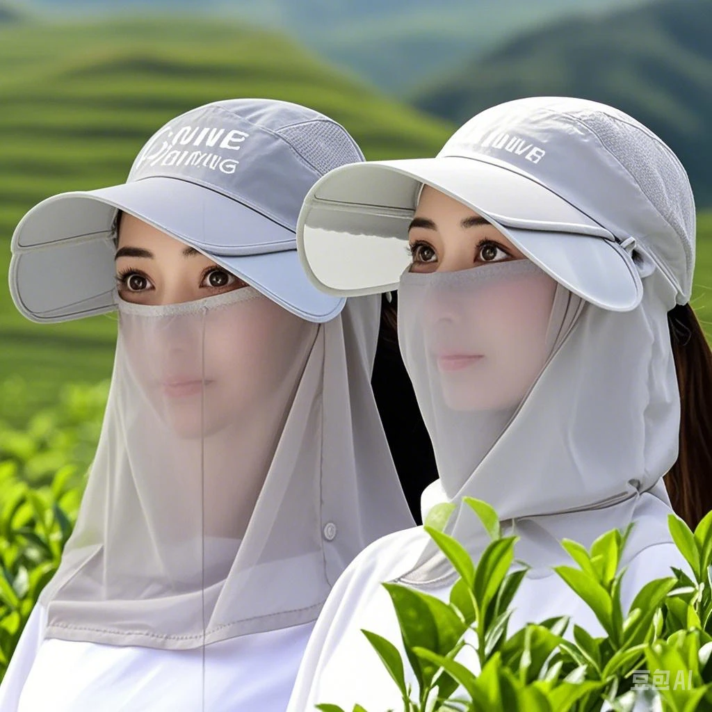 夏季2025新款采茶防晒帽太阳帽防紫外线户外遮阳帽遮脸女款面罩