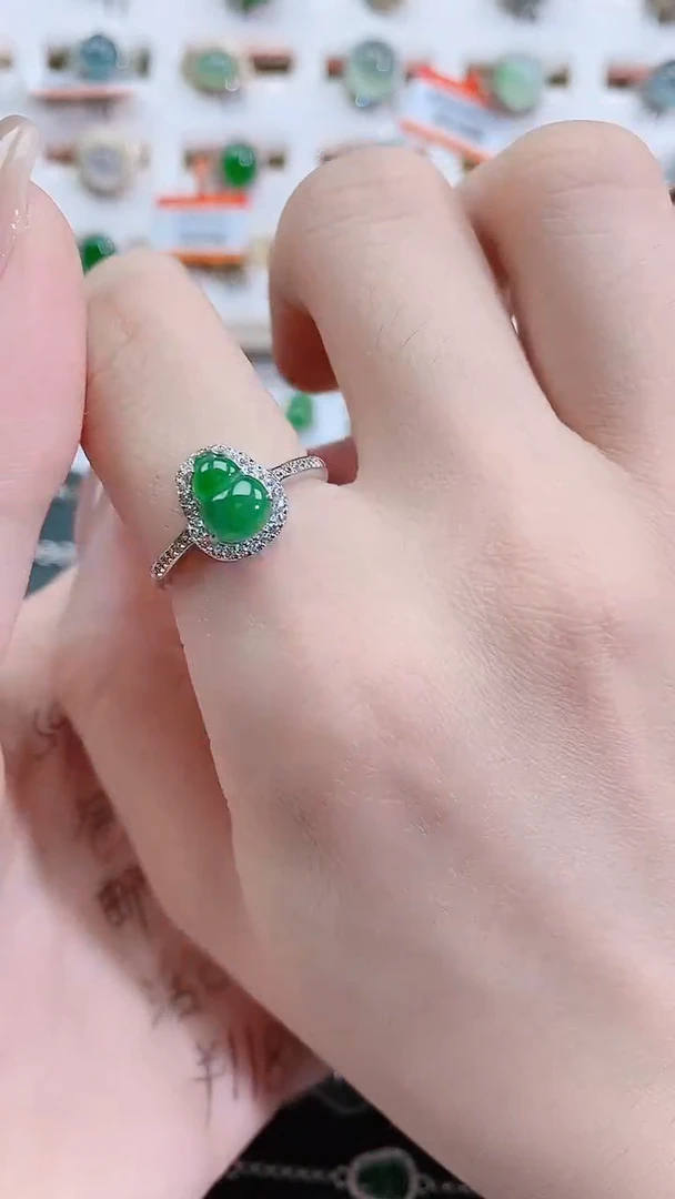银S925镶嵌戒指翡翠天然翡翠
