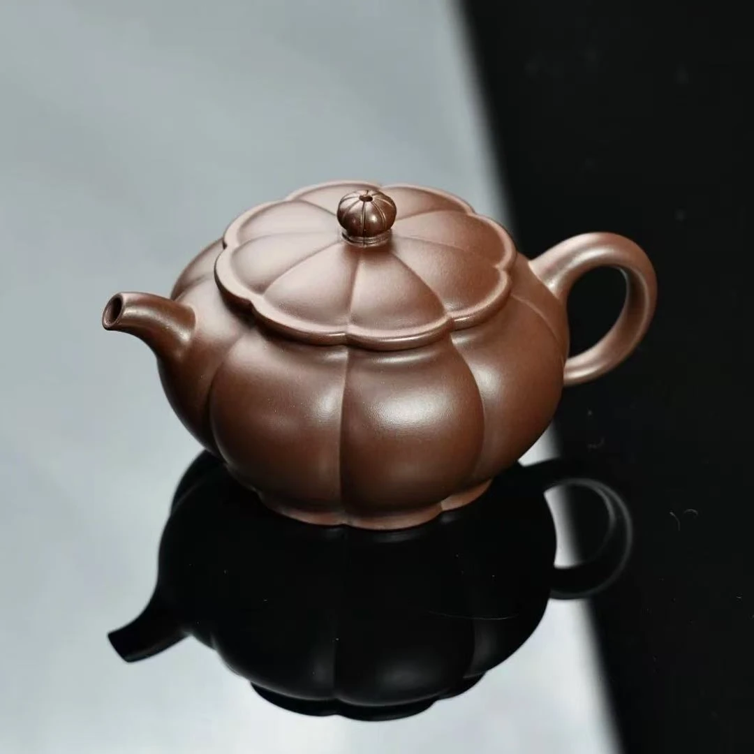 茶香紫器 底槽青【8瓣菊仿古】宜兴黄龙山原矿手工紫砂壶