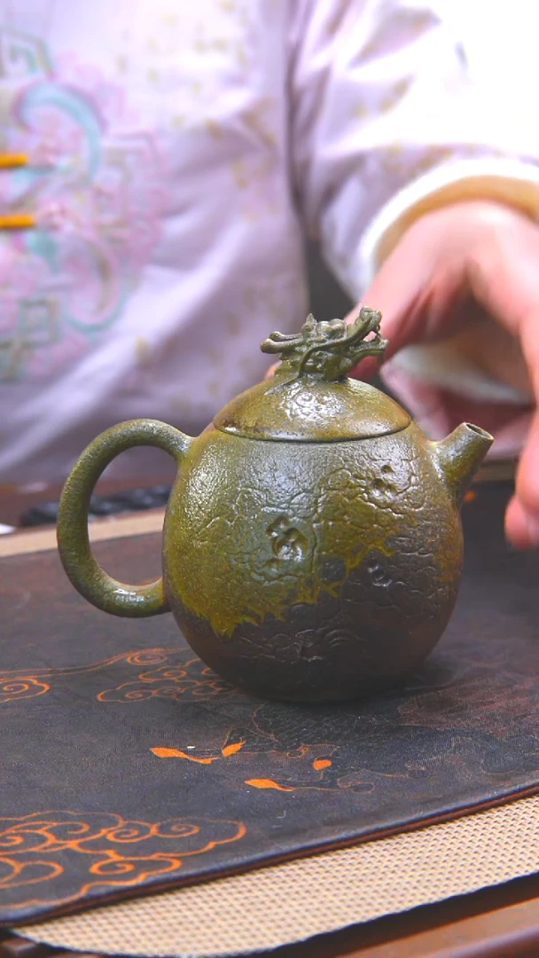 原矿黄降坡柴烧龙蛋紫砂壶25