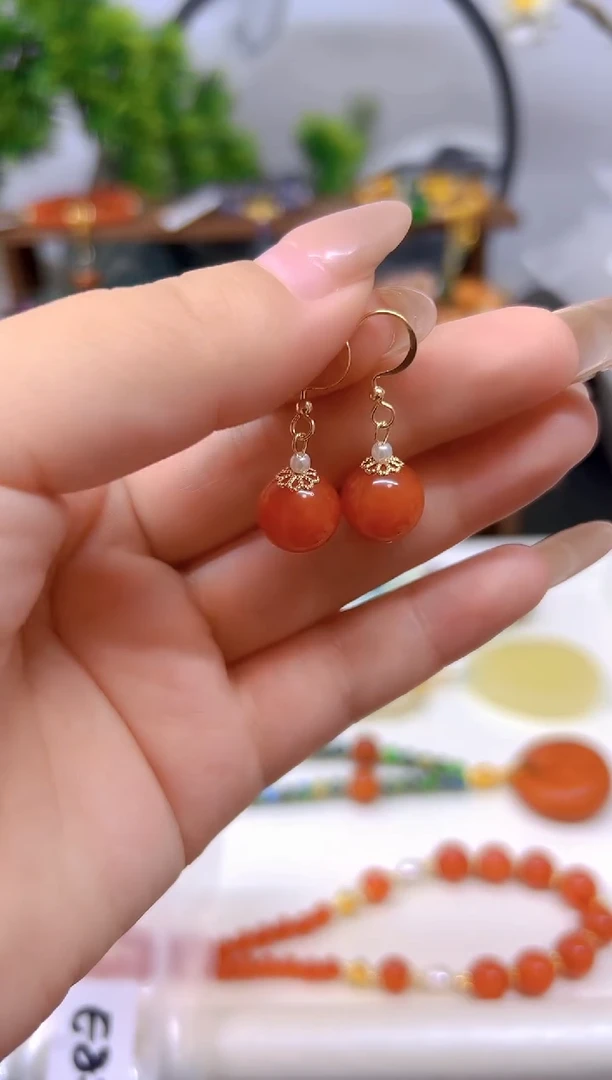 翡翠14K金镶嵌耳饰E827