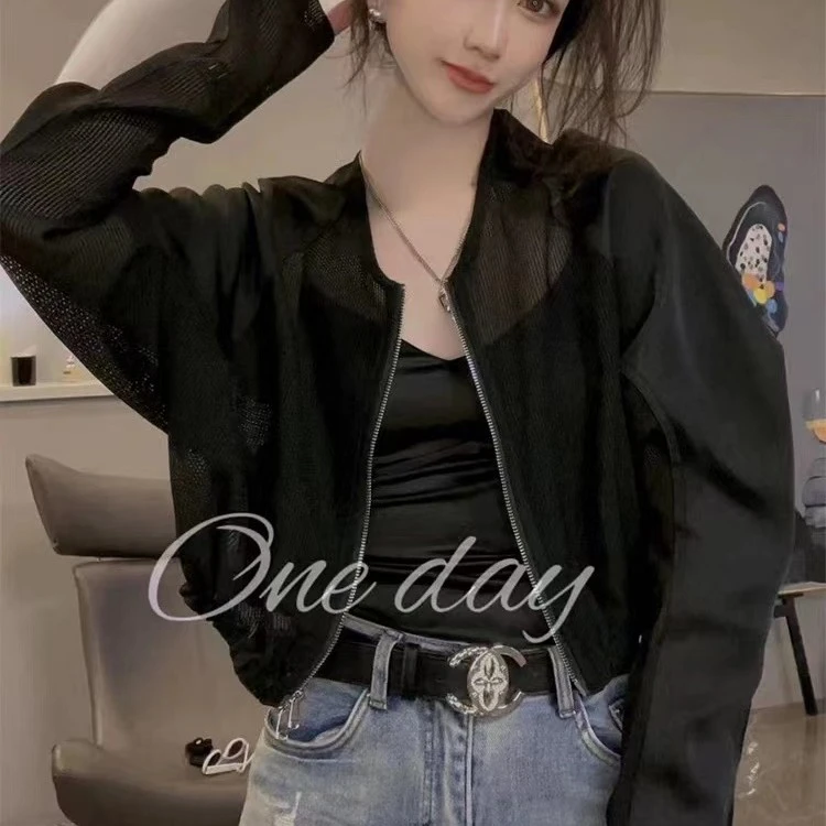 11666夏季新款时髦防晒衣外套薄款网眼透气防晒服洋气夹克短上衣