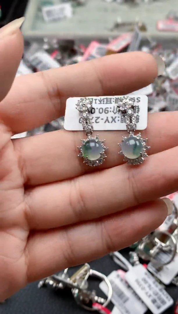 银S925镶嵌戒指翡翠天然A货缅甸翡翠