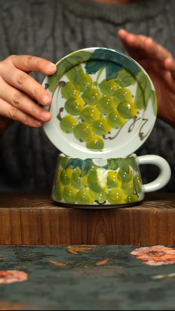 杯釉下彩手工手绘同款陶器