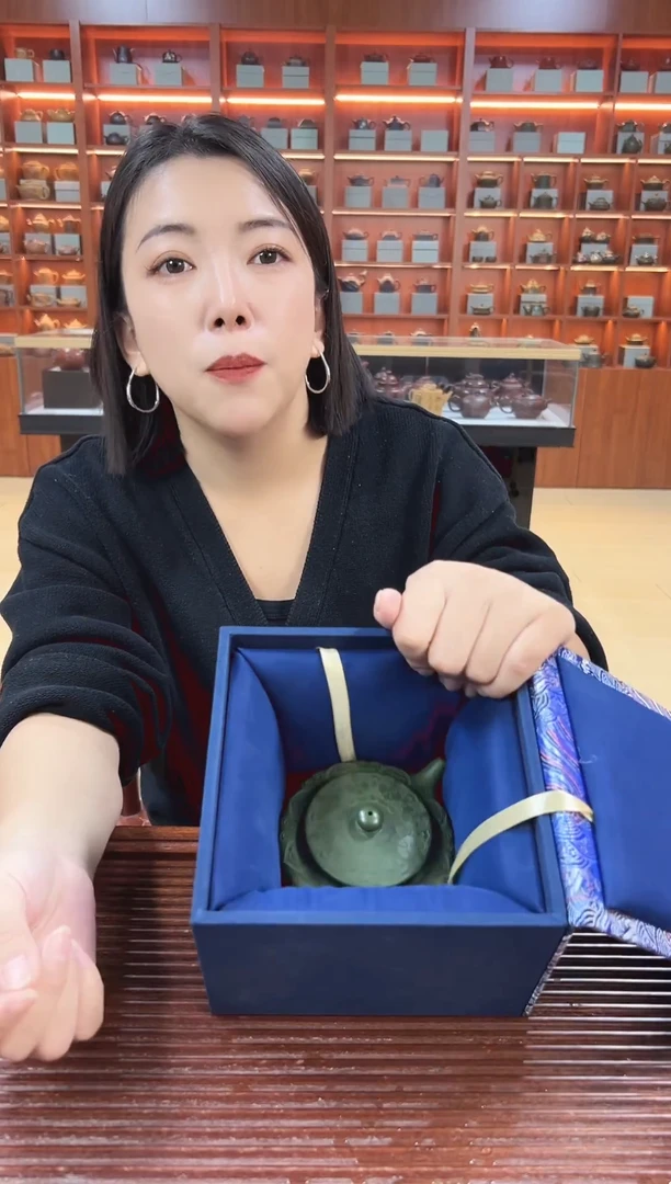 茶壶紫砂翡翠绿泥繁花扁尘管海燕