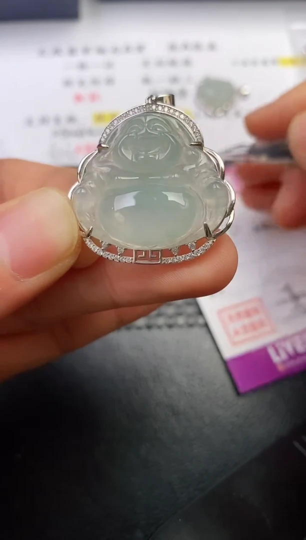 颈饰银S925镶嵌翡翠答***上挂件