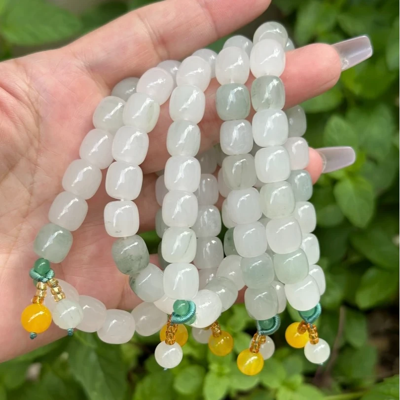 天山翠手工手串手链百搭气质轻奢花纹冰透百塔老型珠-只发一条