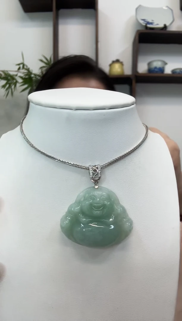 吊坠(赠链)银S925镶嵌翡翠佛公