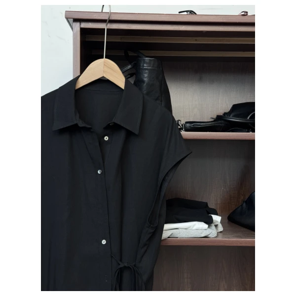 YI LU【小飞袖】绑带衬衫宽松显瘦设计感开衫女夏季时尚百搭