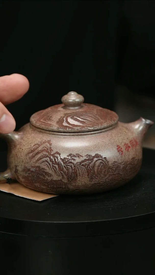 茶壶紫砂迷***星H1983蒋静明柴烧刻绘寒江