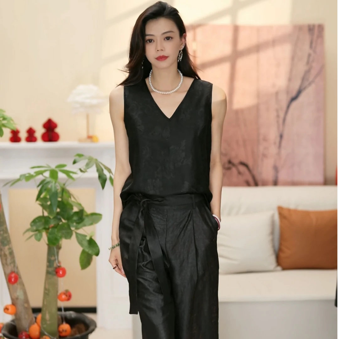 【黎初】FY2250908香云纱龟纹阔腿裤