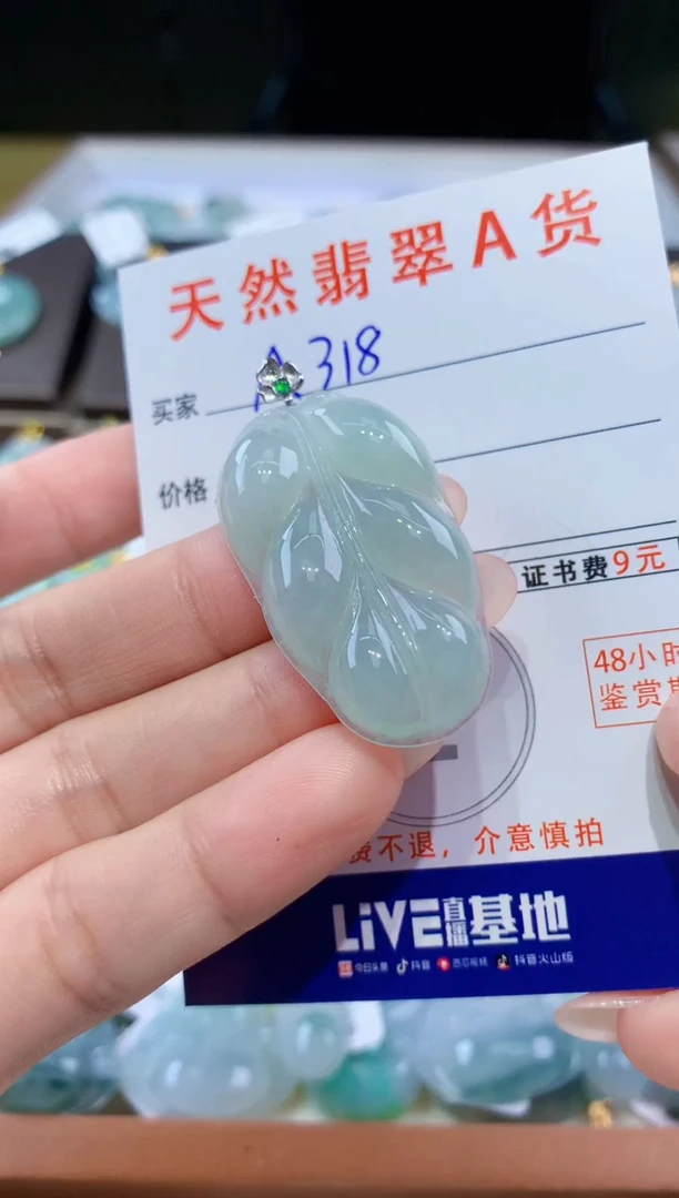 颈饰18K金镶嵌翡翠天然翡翠A货挂件