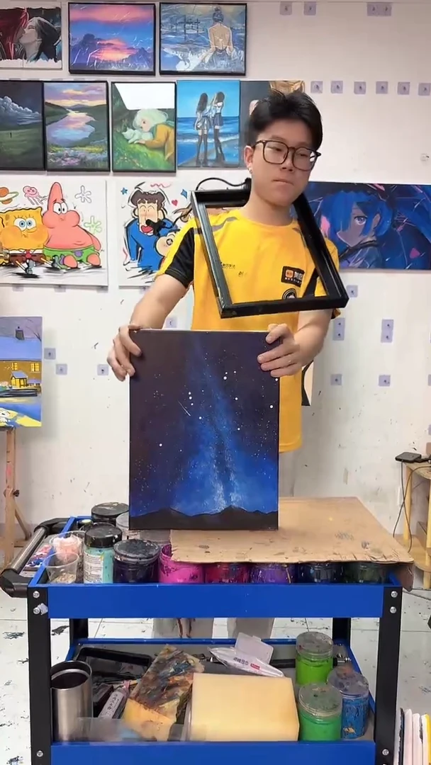 丙烯画辉****画星空夜丙烯画x