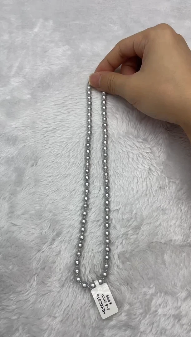 项链银S925镶嵌海水珍珠AK真多麻6-6.5mm
