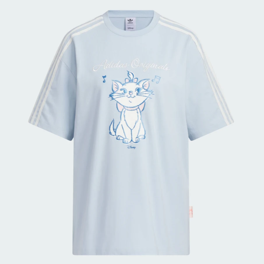 【劲浪体育】阿迪达斯迪士尼玛丽猫联名款落肩袖运动宽松短袖KC3098