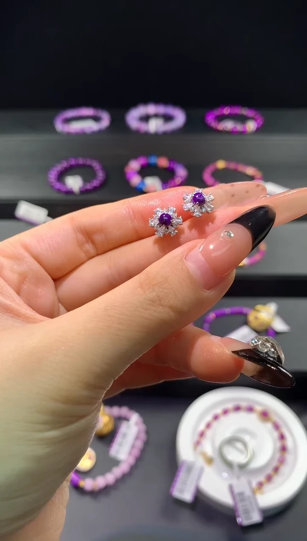 苏纪石（舒俱来）银S925镶嵌.耳钉