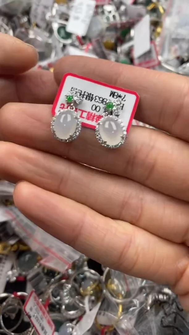 银S925镶嵌戒指翡翠666   6