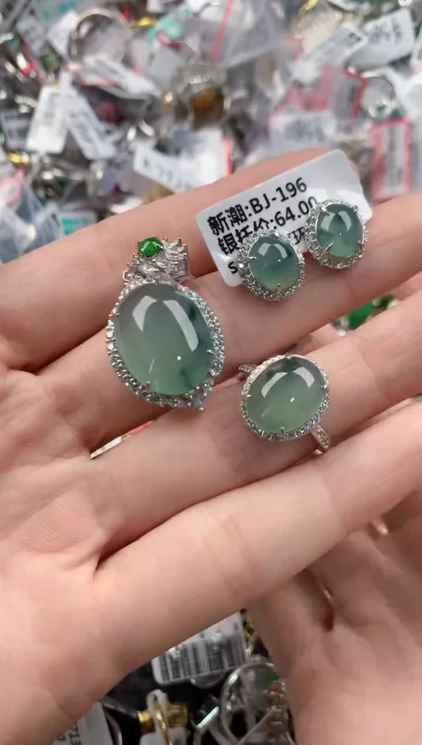 银S925镶嵌戒指翡翠444----3
