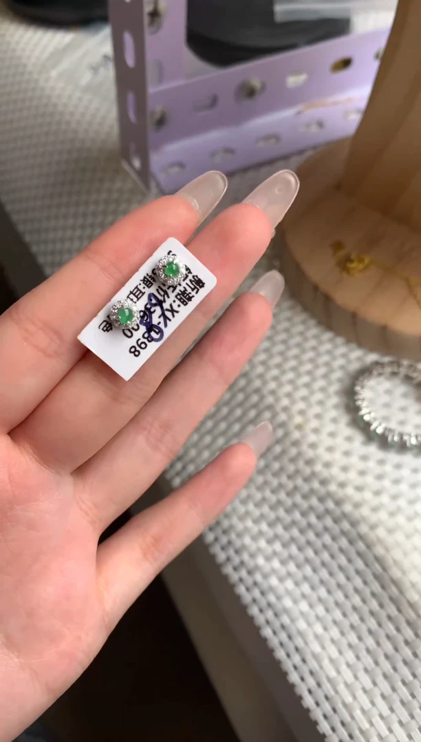 银S925镶嵌戒指翡翠耳饰12