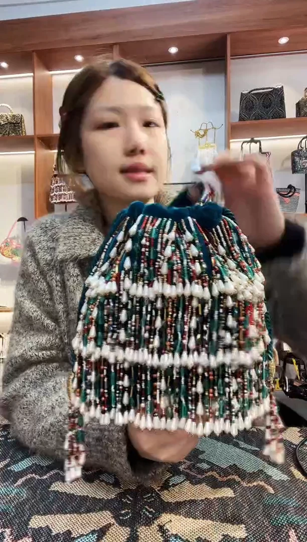 织物26号（多色可选）手工珠珠包包腋下斜跨包手拿包手提晚宴包