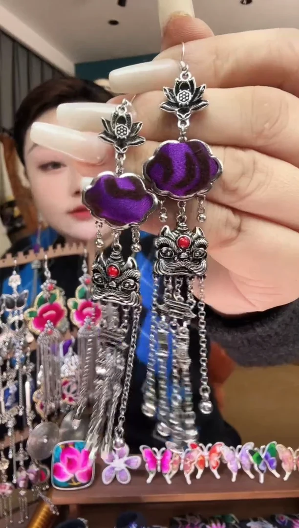 刺绣纯手工民族风刺绣耳环