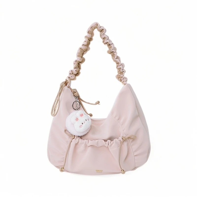 稻草人新品大容量百搭通勤风拉链云朵包腋下包单肩斜跨包测