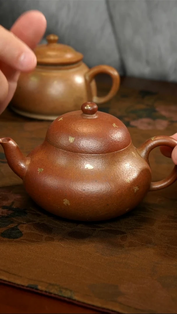 茶壶紫砂柴烧洒金矮梨壶