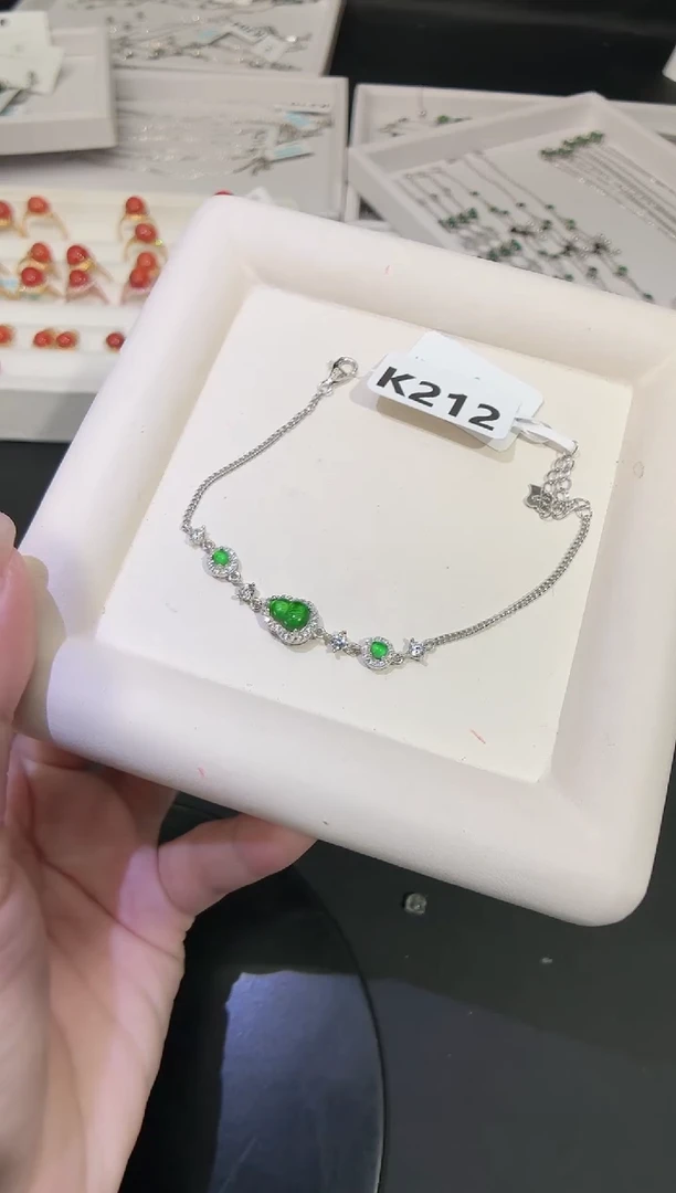 银S925镶嵌手链翡翠多样性发一K212