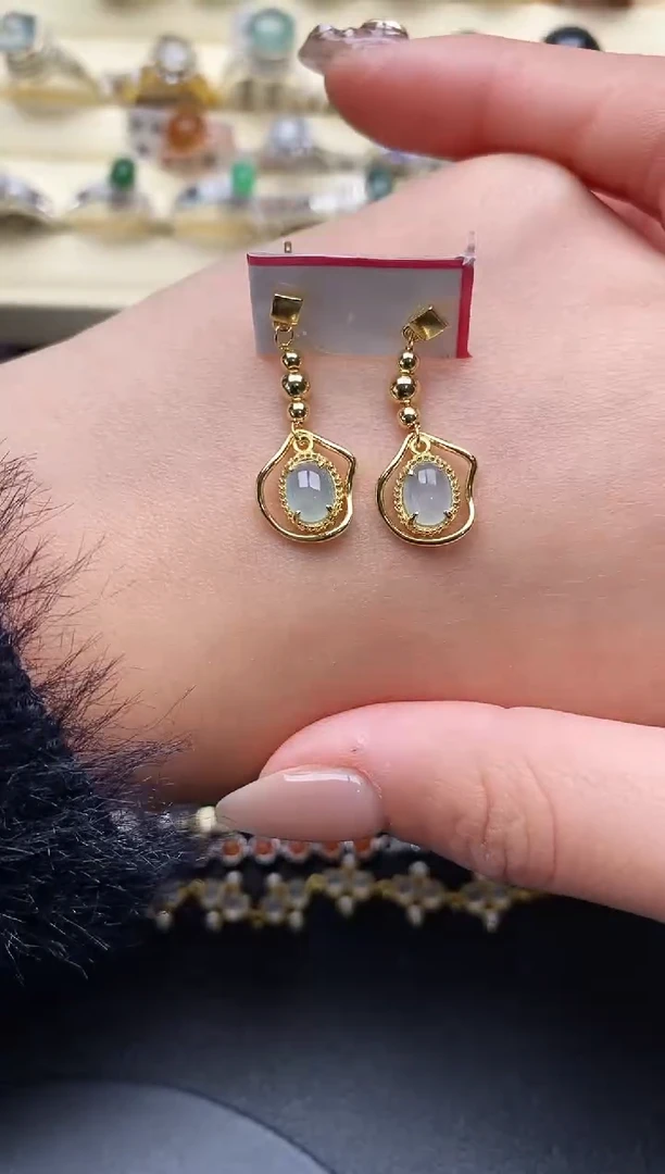 【闪购商品】翡翠戒指银S925镶嵌缅甸天然A货翡翠222  9-4