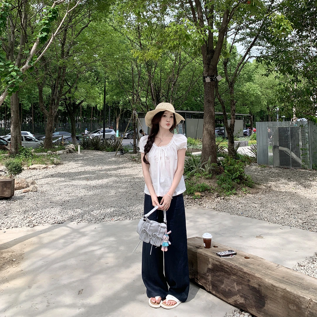 Zzhen【液态呼吸】慵懒松弛显瘦亚麻休闲裤贵气肌理感DKZ746