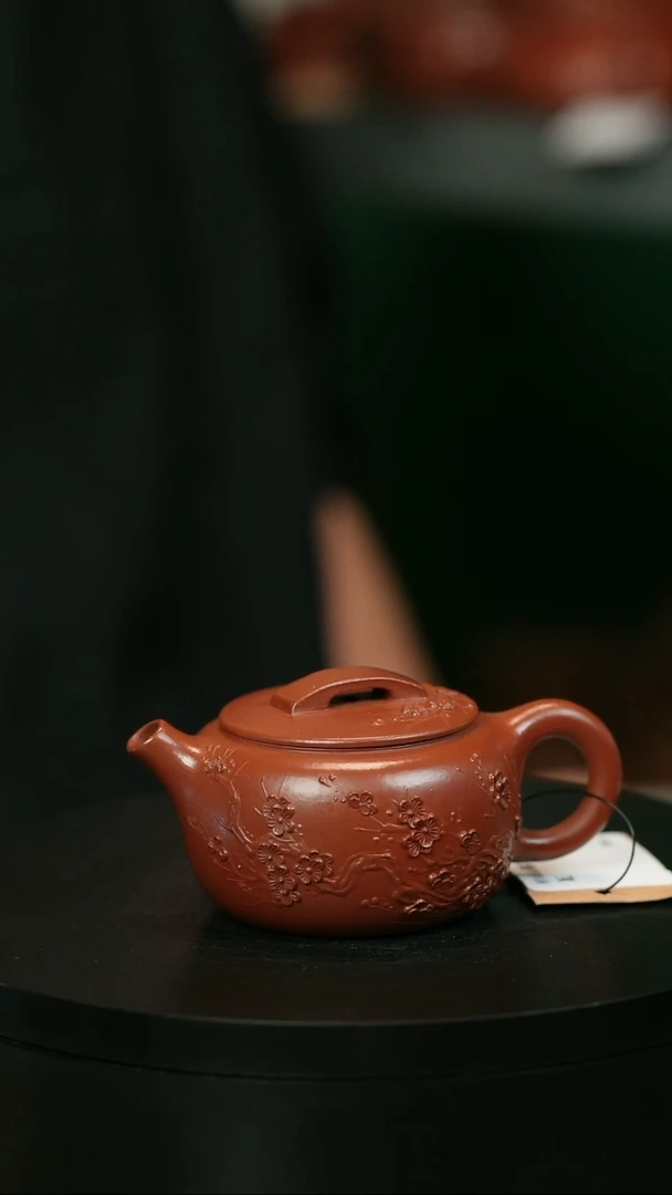 茶壶紫砂【****1H1656陈春芬柿圆汉瓦