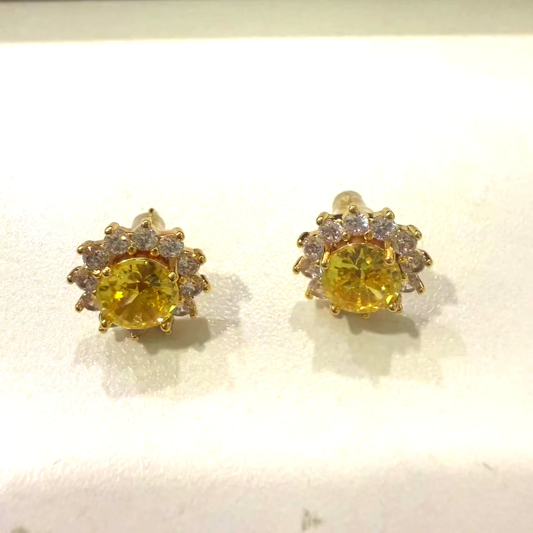 【高端嘉选】向日葵八星八箭黄耳钉-------T00