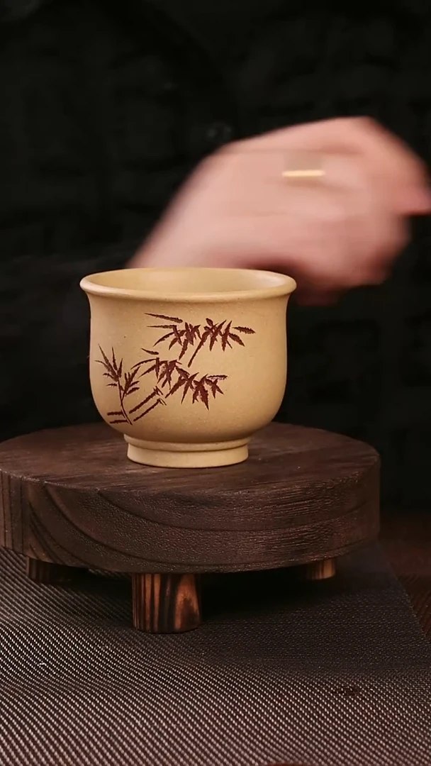 茶杯紫砂紫砂刻绘主人杯22