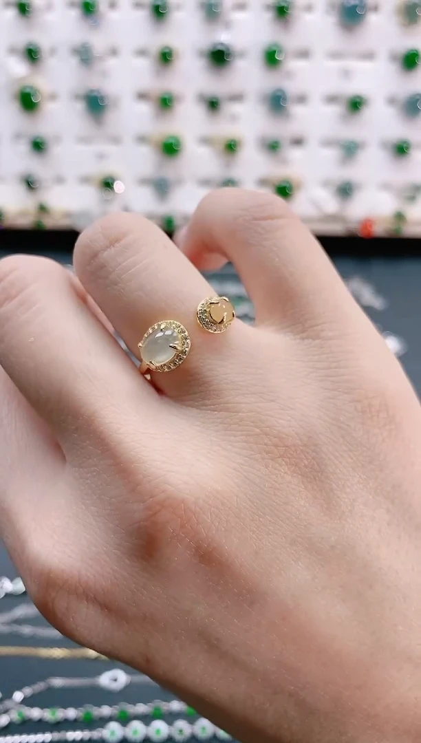 【闪购商品】翡翠戒指银S925镶嵌天然翡翠