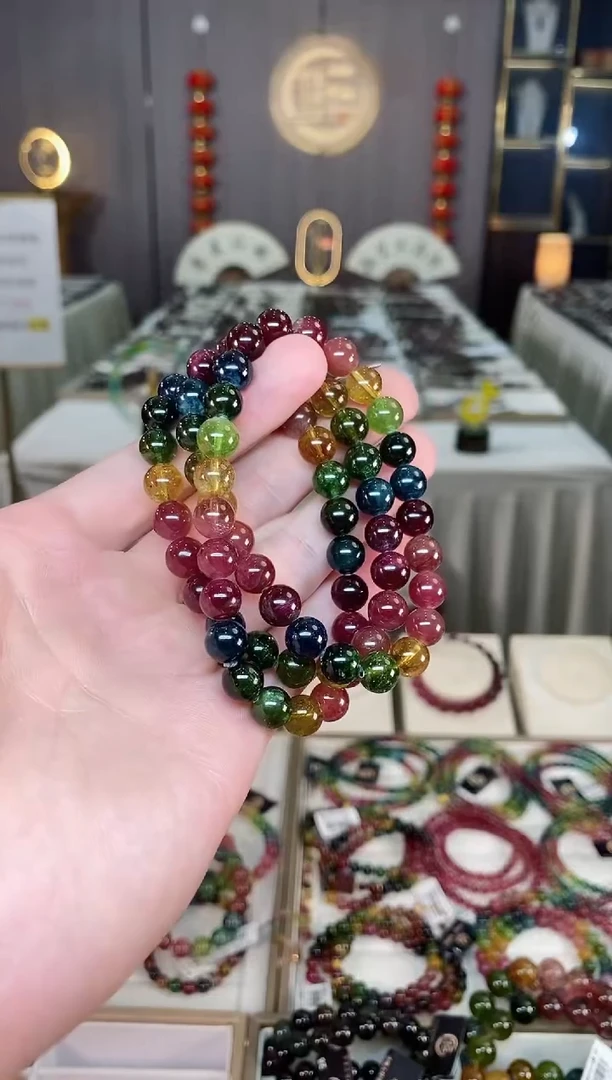 未镶嵌收藏级老矿碧玺三圈手串8mm+碧玺xion多样性发一条