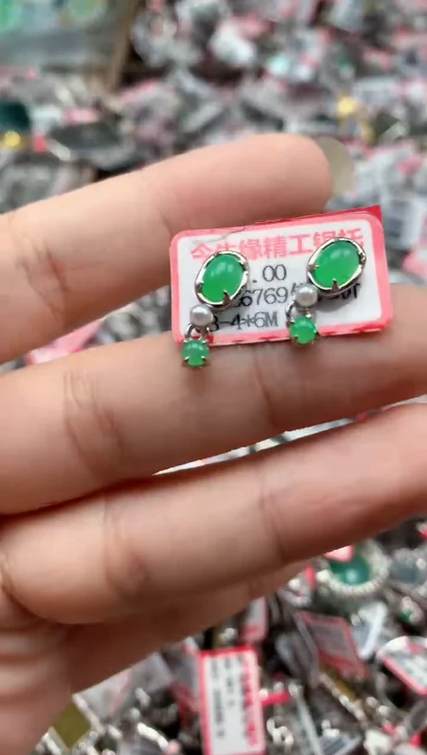 银S925镶嵌戒指翡翠天然A货缅甸翡翠