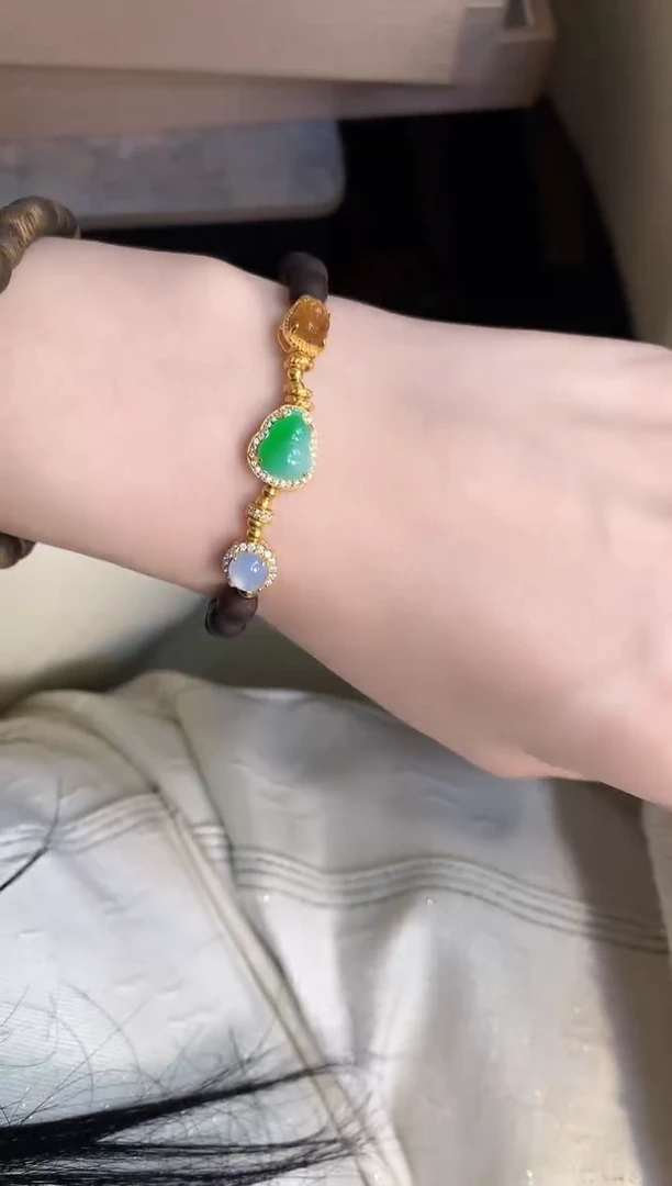 银S925镶嵌手链翡翠手串