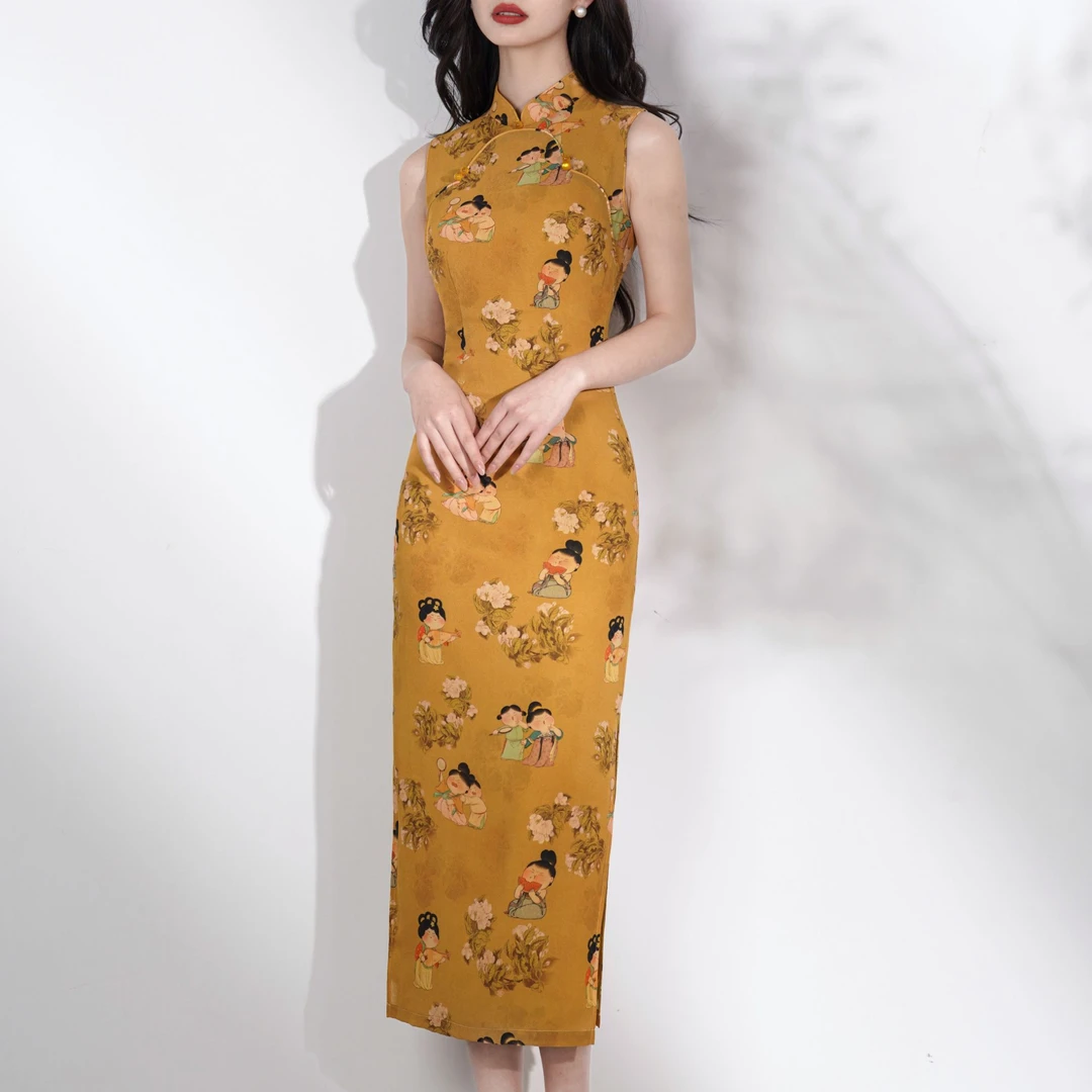 【风清余】2025春款新出炉双绉唐人气质日常少女修身显瘦无袖旗袍