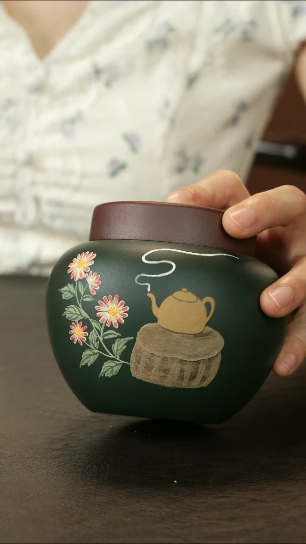 紫砂茶叶罐紫泥粉绿泥 茶韵 醒茶罐