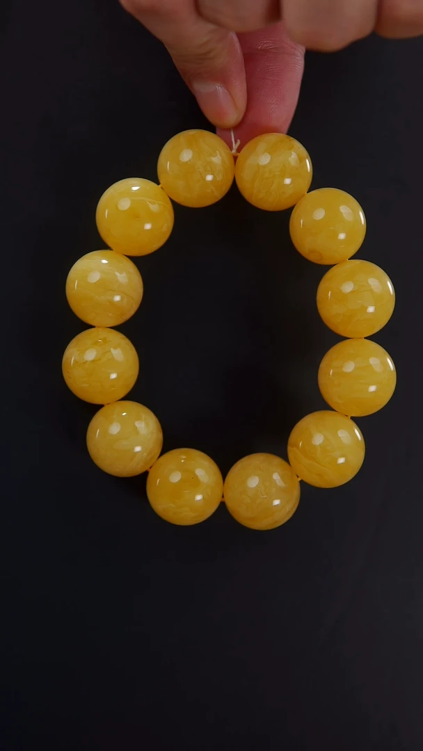 【闪购商品】蜜蜡手链未镶嵌焦皮料圆珠手串57.3