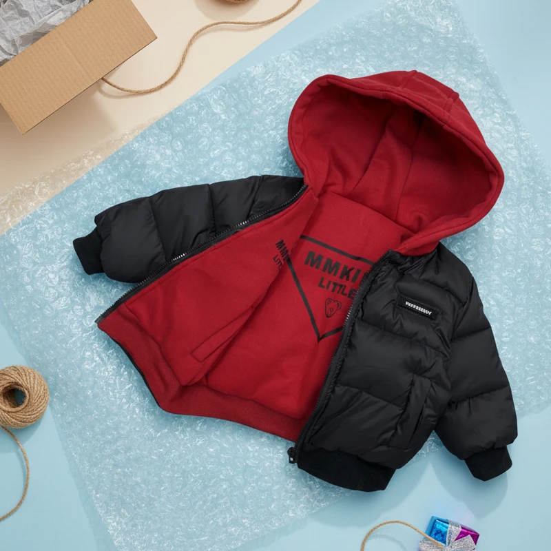 童装冬装洋气衣服男童冬季加厚外套儿童双面穿韩版夹克衫连帽上衣