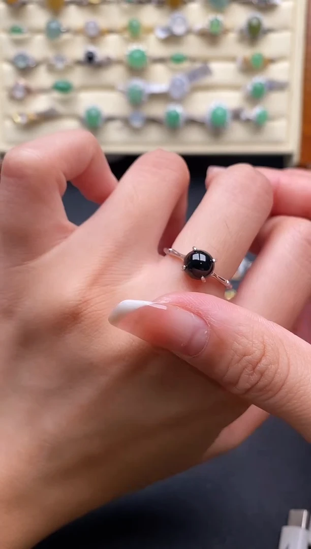 银S925镶嵌戒指翡翠7777777+1