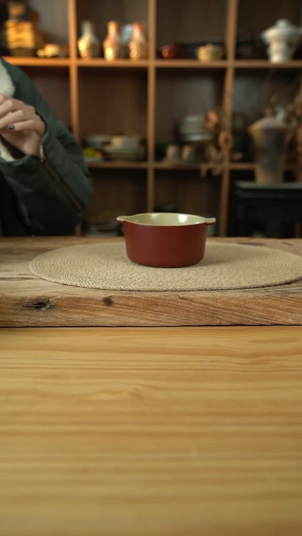 复古红色系列的双耳早餐碗1个