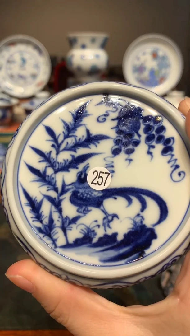 翠****菜257青花锦鸡盖置qd300