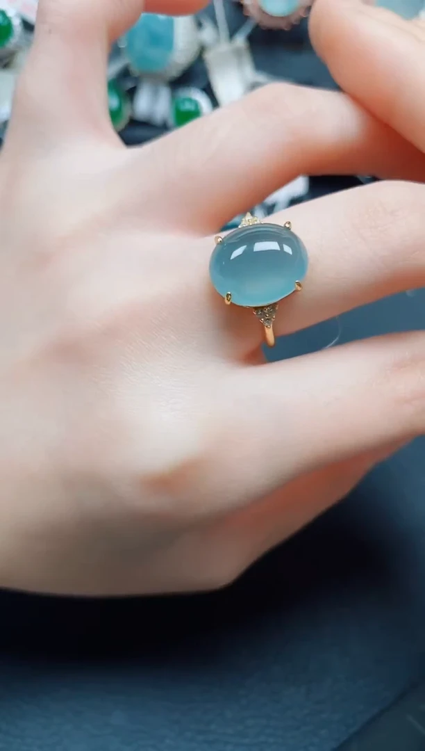 银S925镶嵌戒指翡翠翡翠