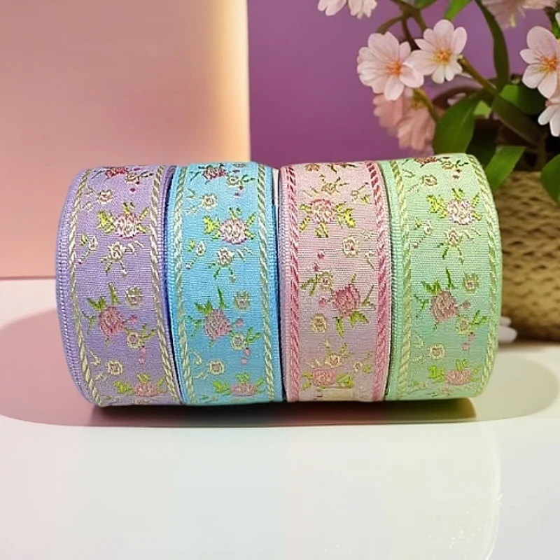 《海燕专属》2.5cm玫瑰花刺绣带民族风提花刺绣织带发饰鞋帽包边织