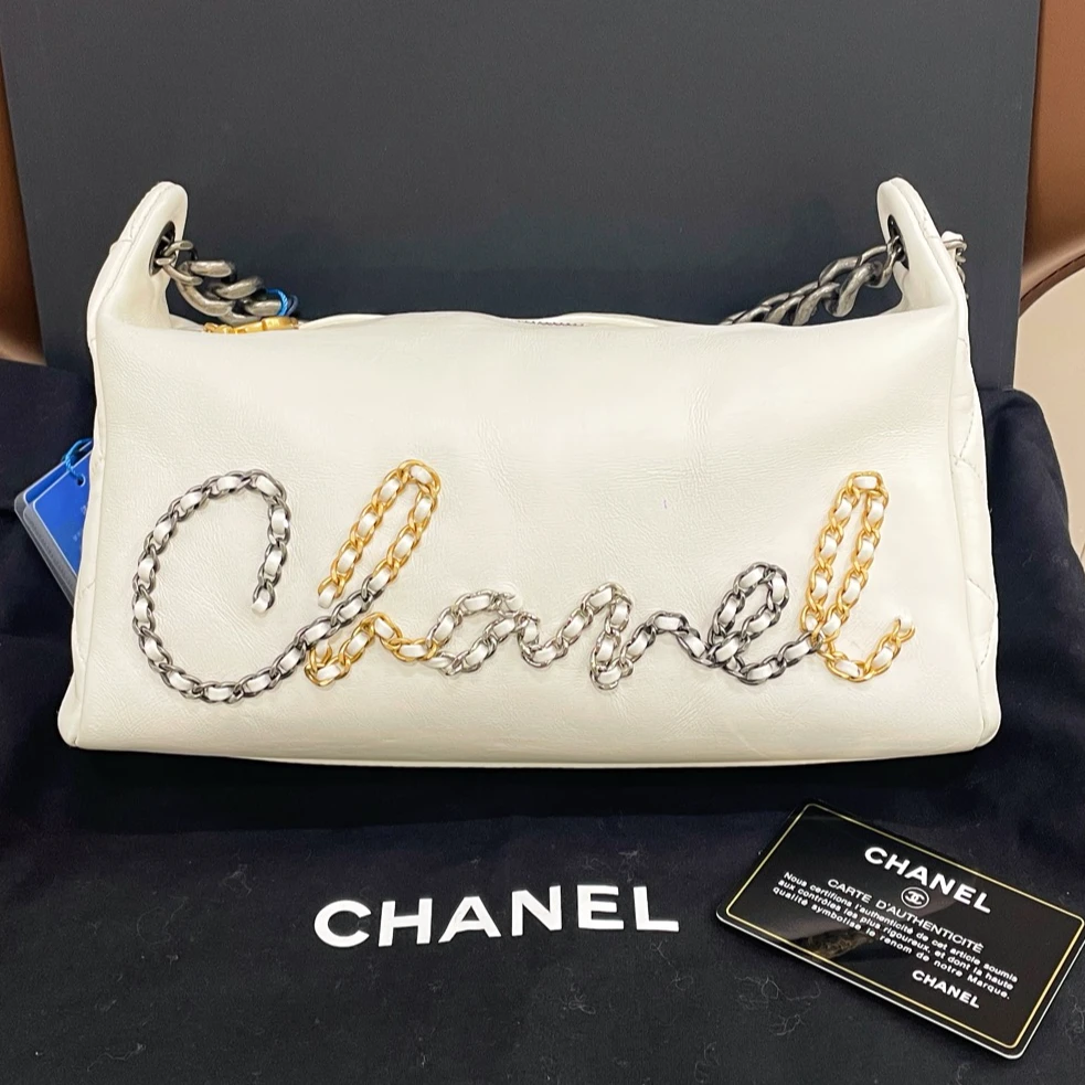 95新 Chanel/香奈儿 白色秀款字母logo手提单肩包/G/7ZK19451
